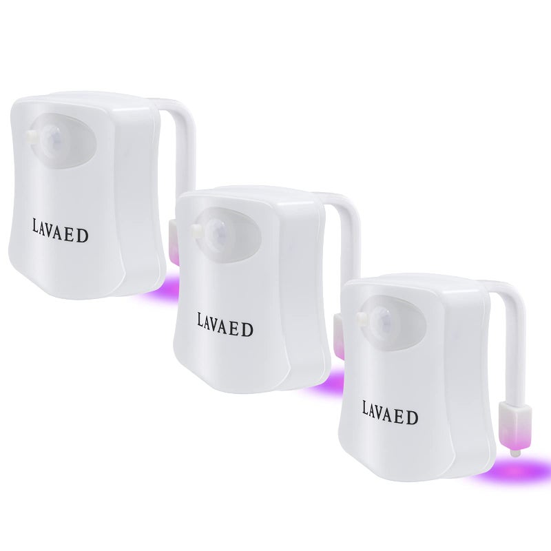 LAVAED Motion Sensor Toilet Night Light,8 Colors Changing Body Motion Sensor Toilet Bowl Seat Lamp for Bathroom (3 Pack) - Image 1